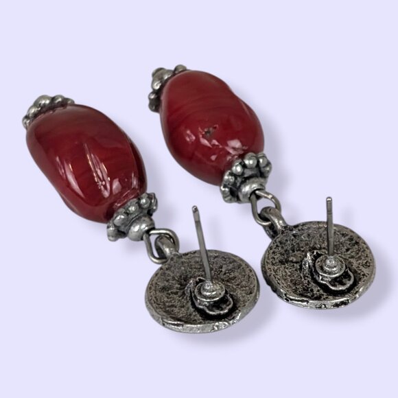 Bohemian Dangling Red Stone Earrings - Picture 4 of 5